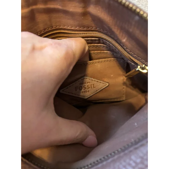 Fossil Sydney Fringe Crossbody Bag – Brown Pebbled Leather Boho Purse - Picture 6 of 8